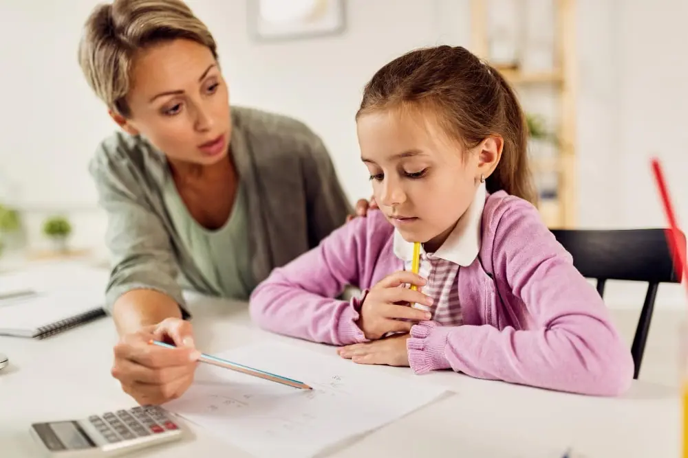 a lawnmower parent tries to solve the homework for her daughter